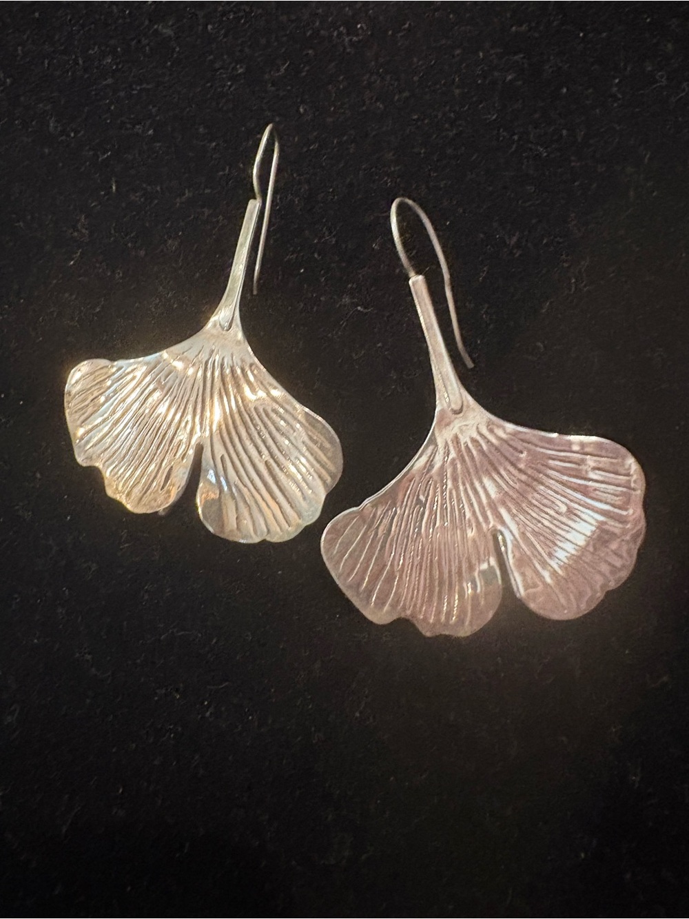 Silver Ginkgo Leaf Drop Earrings - Women Jewelry
